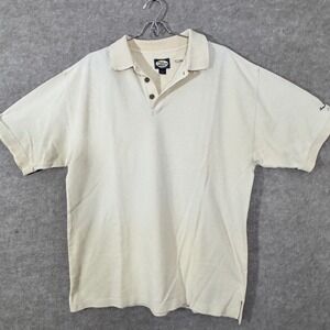 Vintage Tommy Bahama Polo Shirt Mens Size L Cream Cotton Pique Coastal Resort